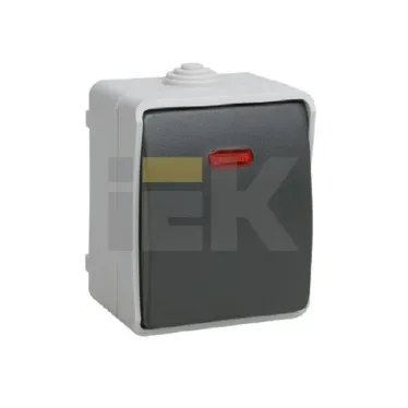 ФОРС Выключатель одноклавишный в сборе наружный серый IP54