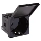 Avanti Розетка с крышкой ''Черный квадрат'', 2P+E, с защитными шторками, 2 модульная