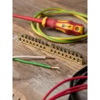 Шина PEN ноль-земля 6х9мм 16 отверстий латунь крепеж по центру PROxima