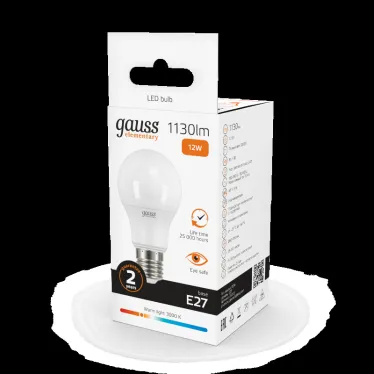 Лампа светодиодная LED 12 Вт 1130 лм 3000К А60 груша теплый E27 AC 220В Elementary Gauss