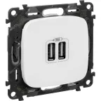 Зарядное устройство Valena ALLURE два USB-разъема 240В/5В 1500мА лицевая панель белое