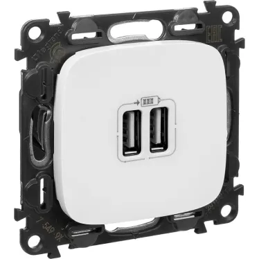 Зарядное устройство Valena ALLURE два USB-разъема 240В/5В 1500мА лицевая панель белое