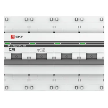 Выключатель автоматический четырехполюсный 25А C ВА 47-100 10кА PROxima
