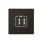 Розетка USB А+А для зарядки двойная Mosaic 2 модуля - матовая черная