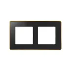 Рамка 2 поста цвета графит с металлическим основанием цвета золото S82 Detail