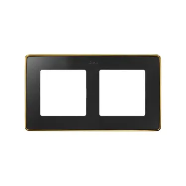 Рамка 2 поста цвета графит с металлическим основанием цвета золото S82 Detail