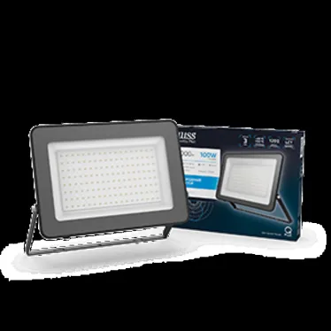 Прожектор светодиодный ДО 100 Вт 12000 лм 6500К AC 220В IP65 210х32х283мм матрированное закаленное стекло Qplus Gauss