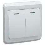 Выключатель ВС10-2-1-ВБ двухклавишный 10А с индикацией ВЕГА белый