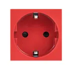 Розетка 45х45 (2 модуля), с заземлением, красная, прямая