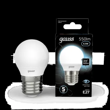 Лампа светодиодная LED 6.5 Вт 550 лм 4100К шар P45 нейтральный E27 AC 220В Black Gauss