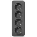 Розетка BLANCA наружная 4-я с заземлением со шторками с изоляционной пластиной 16А 250В антрацит