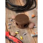 Коробка распаячная КМР-040-038 с крышкой (73х43) 4 мембранных ввода тёмное дерево IP54 PROxima