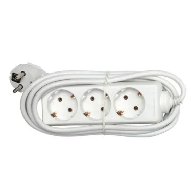 Удлинитель бытовой 3 розетки шнур 5м с заземлением 16А ПВС 3 розетки шнур 1