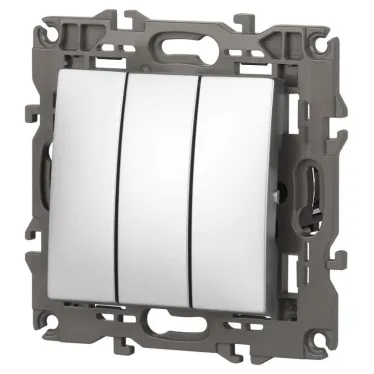 Выключатель тройной, 10АХ-250В, Эра Elegance, алюминий,14-1107-03