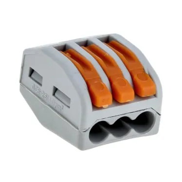 Строительно-монтажная клемма СМК 222-413 с рычагом3 отверстия 0,08-2,5мм2 (2шт.) PROxima