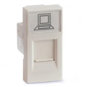 Розетка модульная компьютерная RJ-45 45х22.5мм белая