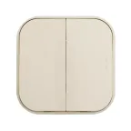 Quteo Выключатель двухклавишный наружный бежевый 10А