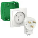 BLANCA СИЛОВОЙ КОМПЛЕКТ 32А, 250 В: розетка, вилка, монтажная коробка, БЕЛЫЙ