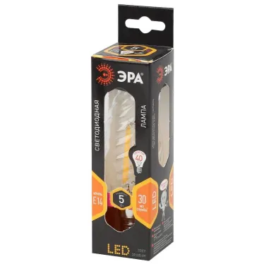 Лампа светодиодная филаментная F-LED BTW-5W-827-E14 (филамент, свеча витая, 5Вт, тепл, E14 (10/100/2800)