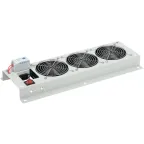 Панель вентиляторная с выключателем и термостатом 3 модуля серая