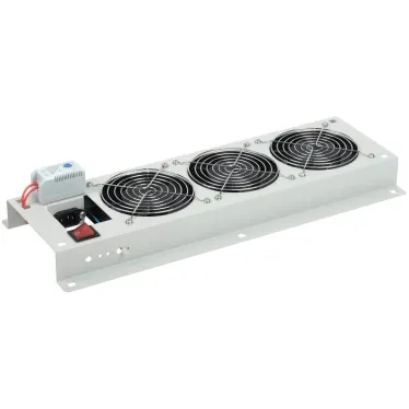 Панель вентиляторная с выключателем и термостатом 3 модуля серая