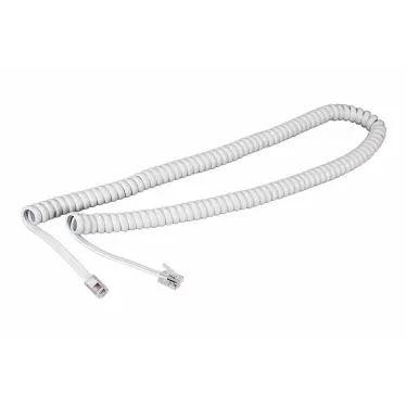 Шнур телефонный, витой трубочный RJ-10, 4P-4C, длина 7 метров, белый,