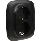 Valena ALLURE Розетка силовая двойная 2х2К+З 16А 250В с лицевой панелью со шторками безвинтовые зажимы антрацит