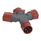 Адаптер трехлучевой16А 3Р+PЕ IР44 380В TS1013-214