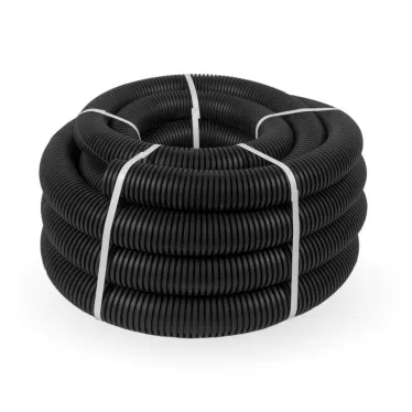 Труба гофрированная ПВХ легкая 350 Н черная с/з d63 мм (15 м/360 м уп/пал) Промрукав