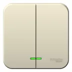 Выключатель наружный двухклавишный BLANCA (cх.5) с подстветкой, изолирующей пластиной, 6а, 250В, молочный