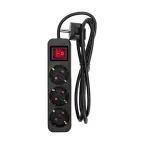                  Удлинитель STANDARD 3 гнезда, 1,5 м, 3х1,0 мм2, с/з, с выключателем, черный
               