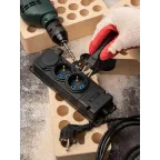 Роз. трехмест. с защит. крышками каучуковая 230В 2P+PE 16A IP44 DIY