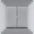 Valena LIFE Переключатель двухклавишный 10А 250В с лицевой панелью Безвинтовые зажимы Алюминий