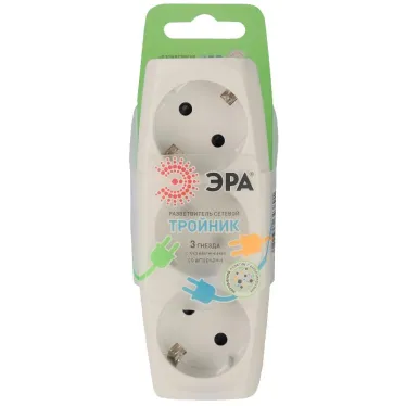 Тройник 3гн, c заземл, со шторками (сл. кость) (10/60/960) SP-3e-I