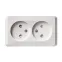 ЭТЮД Розетка двойная наружная без заземления со шторками белая