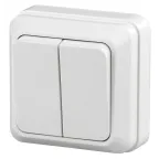 Выключатель Intro Quadro 2Э-104-01 двухклавишный, 10А-250В, IP20, ОУ, без монтажной пластины, белый