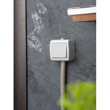 Кнопка звонка Мурманск 1-клавишная 10А IP54 серая