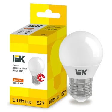 Лампа LED ALFA G45 шар 10Вт 230В 3000К E27 IEK