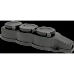                  Розетка трехместная с защитными крышками каучуковая 230В 2P+PE 16A IP44 PROxima
               