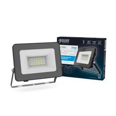 Прожектор светодиодный Qplus 20W 1800lm IP65 6500К черный |  613511320 | Gauss