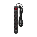                  Удлинитель STANDARD 5 гнезд, 3 м, 3х1,0 мм2, с/з, с выключателем, 2 USB, черный
               