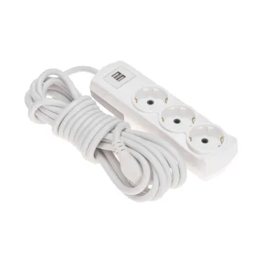 Удлинитель PREMIUM 3 гнезда, 5 м, 3х1,5 мм2, с/з, 2 USB, белый