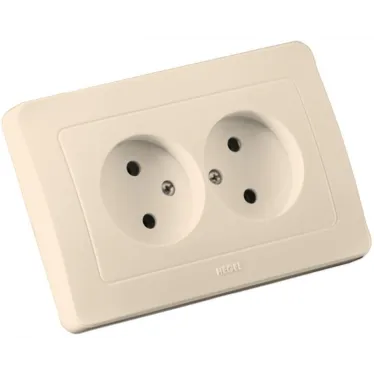 Розетка двойная скрытая слоновая кость