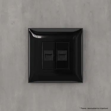 Avanti Компьютерная розетка RJ-45 без шторки в стену, кат.6 двойная Черный квадрат