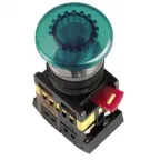 Кнопка зеленая AELA-22 Гриб с подсветкой неон 1з+1р 240В