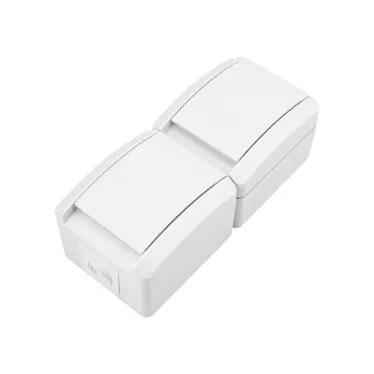 Блок вертикальный 2 розетки (керамика) INDUSTRIAL IP54 с заземлением, о/у, белый