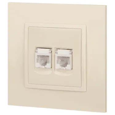 Розетка 2хRJ45, Эра Elegance, сл.кость, 14-3108-02