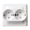 ЭТЮД Розетка двойная скрытая с заземлением со шторками белая