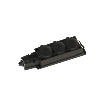 Колодка 3х розетка тройная 2К+З каучуковая 16А/250В IP44 Чёрная MultiSet