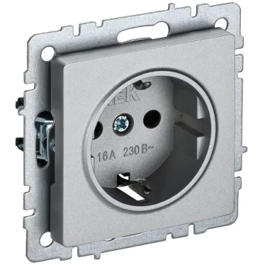BRITE Розетка с заземлением без защитных шторок 16А РС11-1-0-БрА алюминий